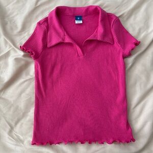 Old Navy Pink Ribbed Collared Tee Size XS 5